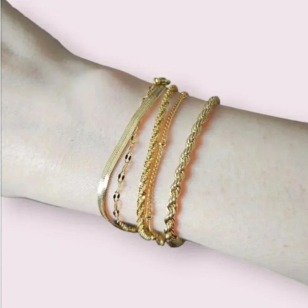 Women Cross Chain Bracelets With Box Herringbone Trendy Handmade  Jewelry